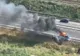 Autoturism în flăcări pe Autostrada Soarelui